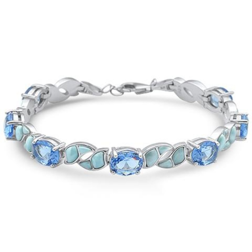 natural larimar oval tanzanite bracelet